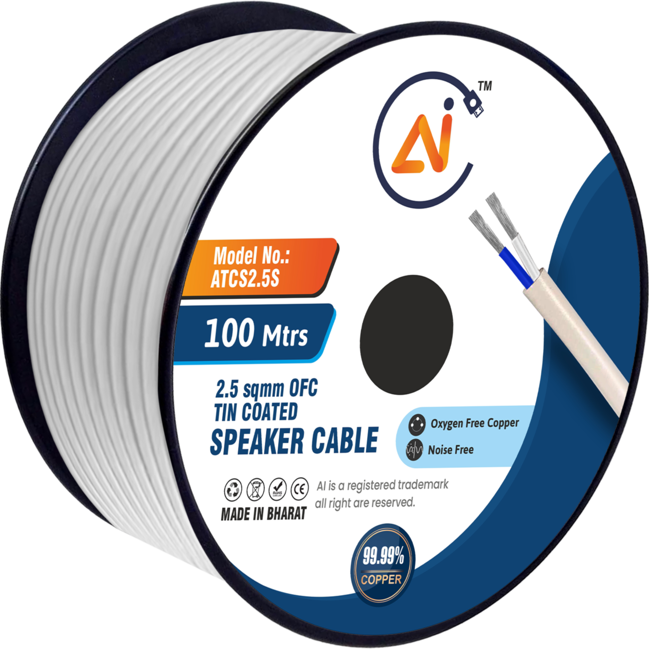 2.5 Sqmm OFC Tin Coated Speaker Cable
